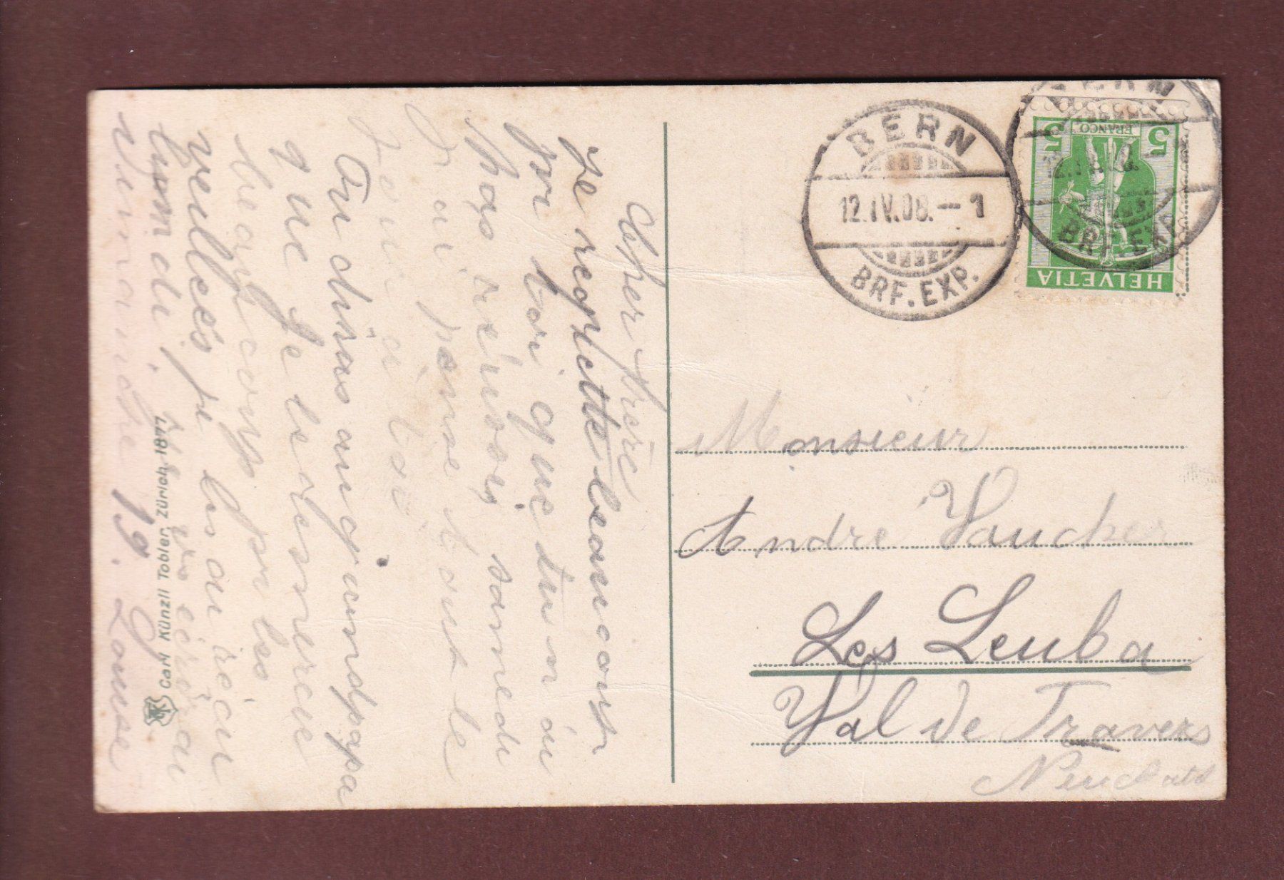 Ansichtskarten: BERN - Neujahr 1908 // Falte // – Gebraucht aus Pully von nicecards 1