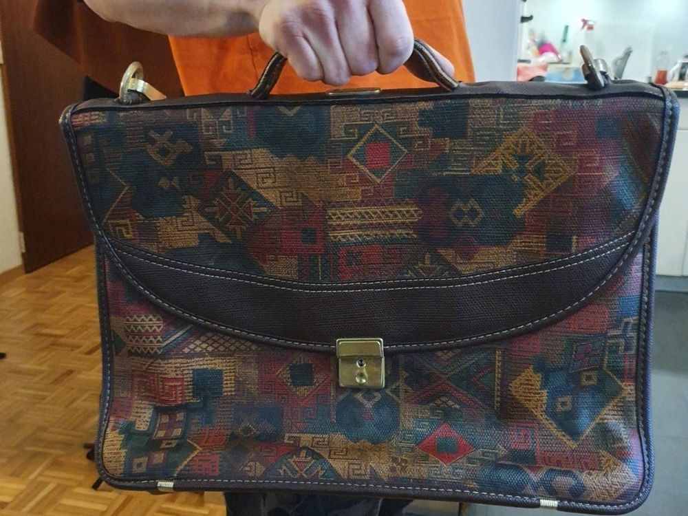 Sac à Main SAMSONITE Vintage En Cuir – Marron Foncé, Style épaule, Occasion