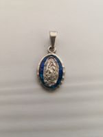 🤩MADONNA VON GUADALUPE SILBER-ANHÄNGER BLAUE UMRANDUNG NEU