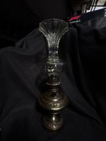 Antique Oil Lamp Metal Base Glass Shade