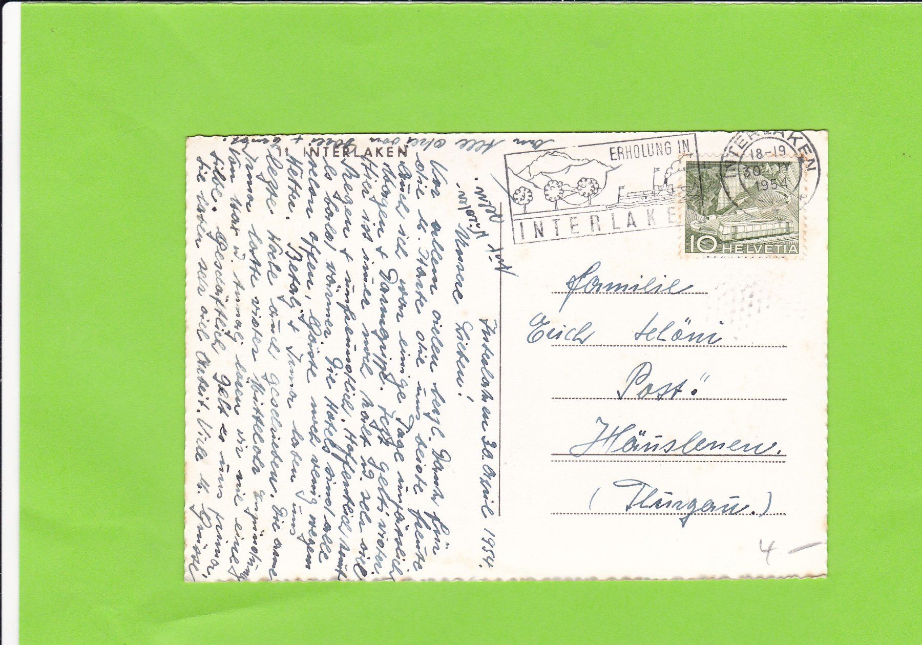 Cartoline postali: Interlaken – Usato da St. Peterzell venduto da neckertal 1