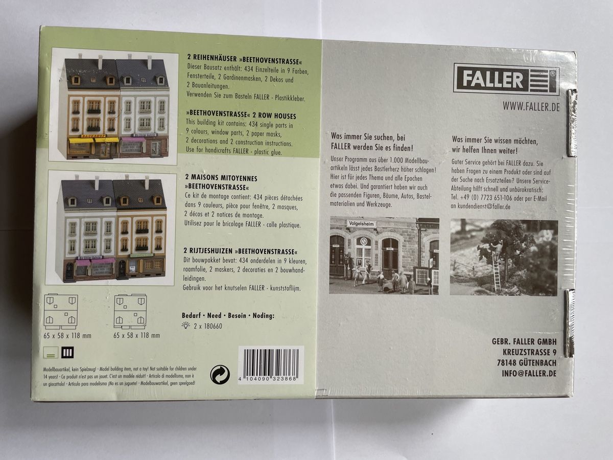 Faller Modellini di ferrovie: Faller 2 Häuser „Beethovenstrasse“ – Nuovo e nell'imballaggio originale da Kleinandelfingen venduto da marco_85 1