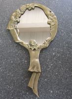 Art Deco Pierrot Harlekin Handspiegel, Messing 20er Jahre