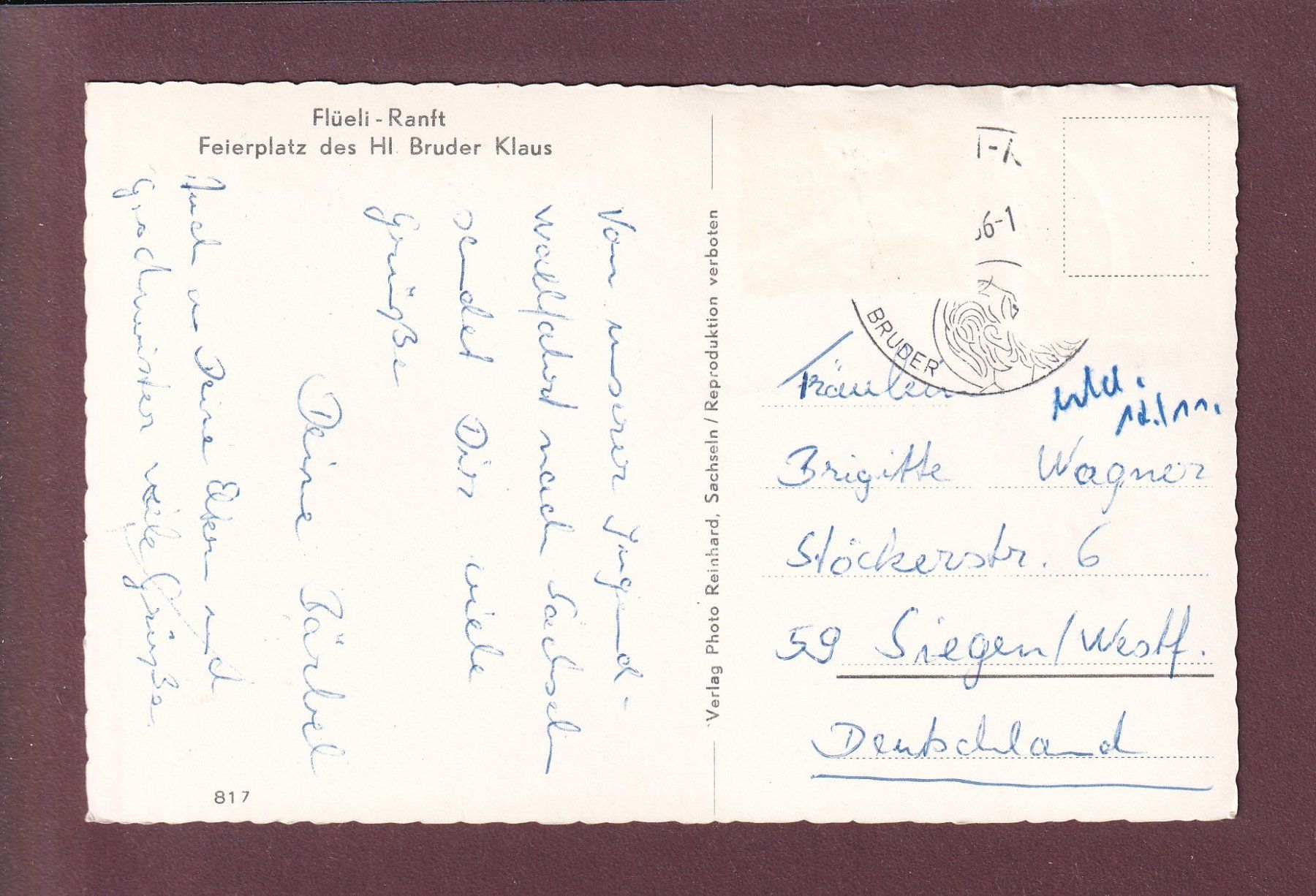 Cartoline postali: FLÜELI-RANFT - Feierplatz - 1966 – Usato da Pully venduto da nicecards 1
