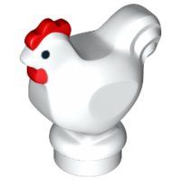 LEGO 95342pb01 White Chicken with Black Eyes, Red Comb