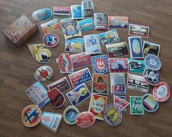 Vintage-Reise- und Hotelaufklebern -  in Originalverpackung