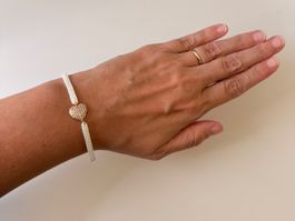 Cordel-Armband Herz Silber 925 Zirkonia