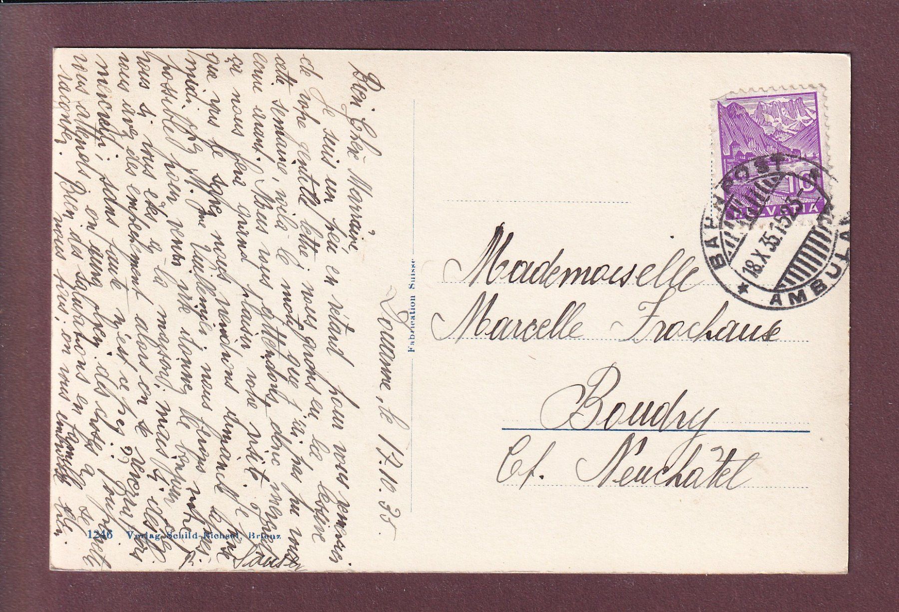 Ansichtskarten: BRIENZ - Teilansicht - 1935 – Gebraucht aus Pully von nicecards 1