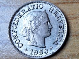 5 Rappen 1950 - Selten - fast unzirkuliert!