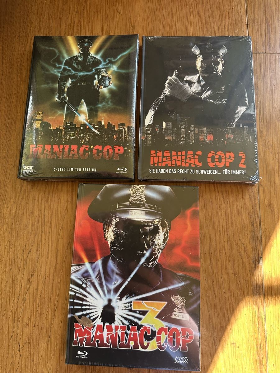 Tutti i DVDs: Maniac, Cop 1-3 Mediabook neu – Nuovo e nell'imballaggio originale da Benken ZH venduto da Audi-erich