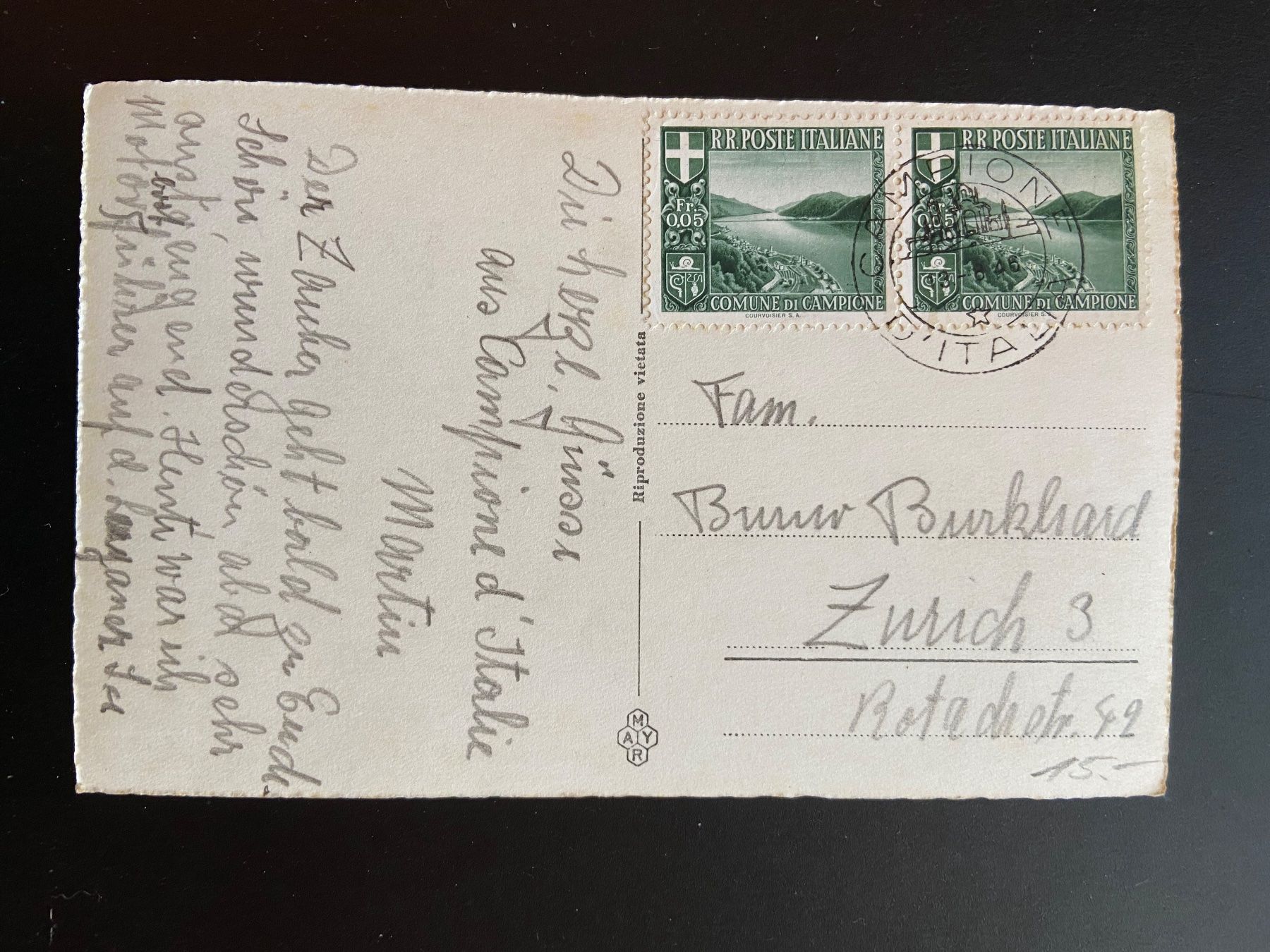 Cartoline postali: Campione Briefmarken (Schweiz) – Usato da Bauma venduto da dangru57