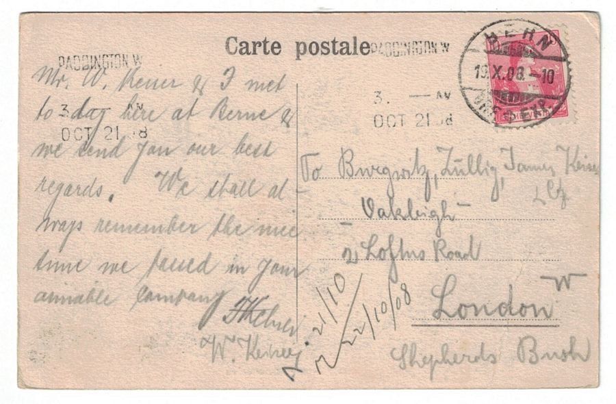 Cartoline postali: Bern von Muristalden, gelaufen 1908 – Usato da Frauenfeld venduto da POML 1