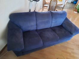 Sofa 3-Sitzer dunkelblau Stoff mit Gebrauchsspuren