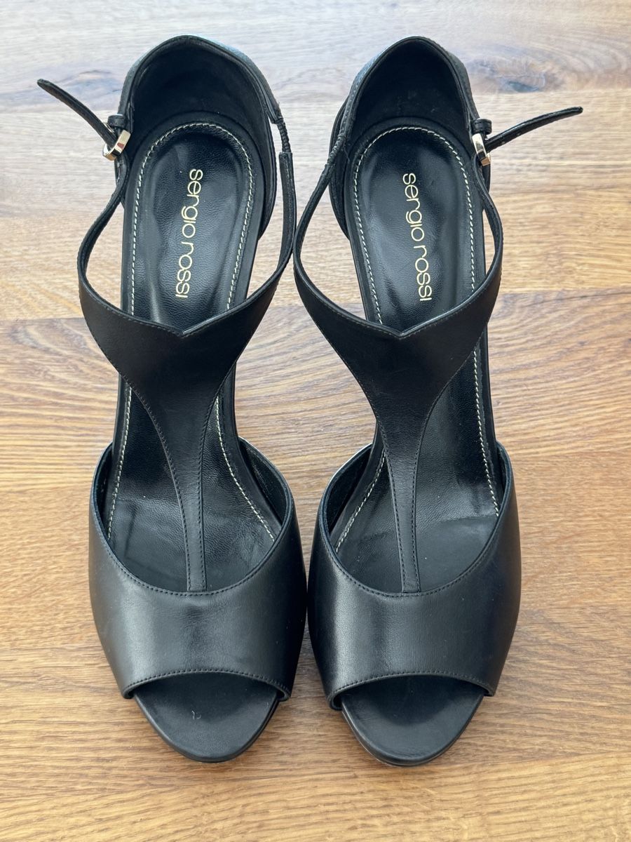 Damenschuhe: Sergio Rossi, Sandale Gr. 40, Schwarz – Gebraucht aus Oberwil BL von cocopalm1068