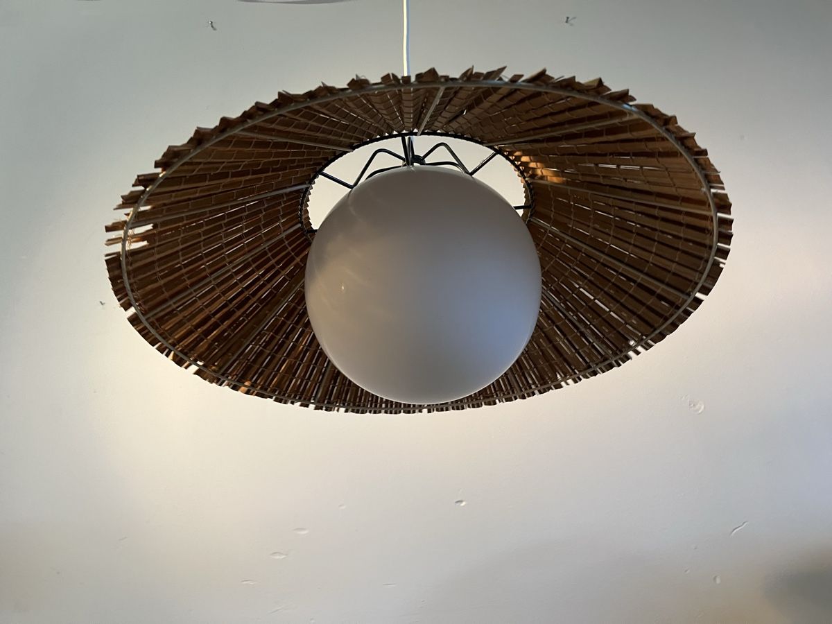 Kronleuchter & Deckenlampen: Mid Century Kugellampe mit Bastschirm vermutlich Temde – Gebraucht aus Bern von fotolog111 7