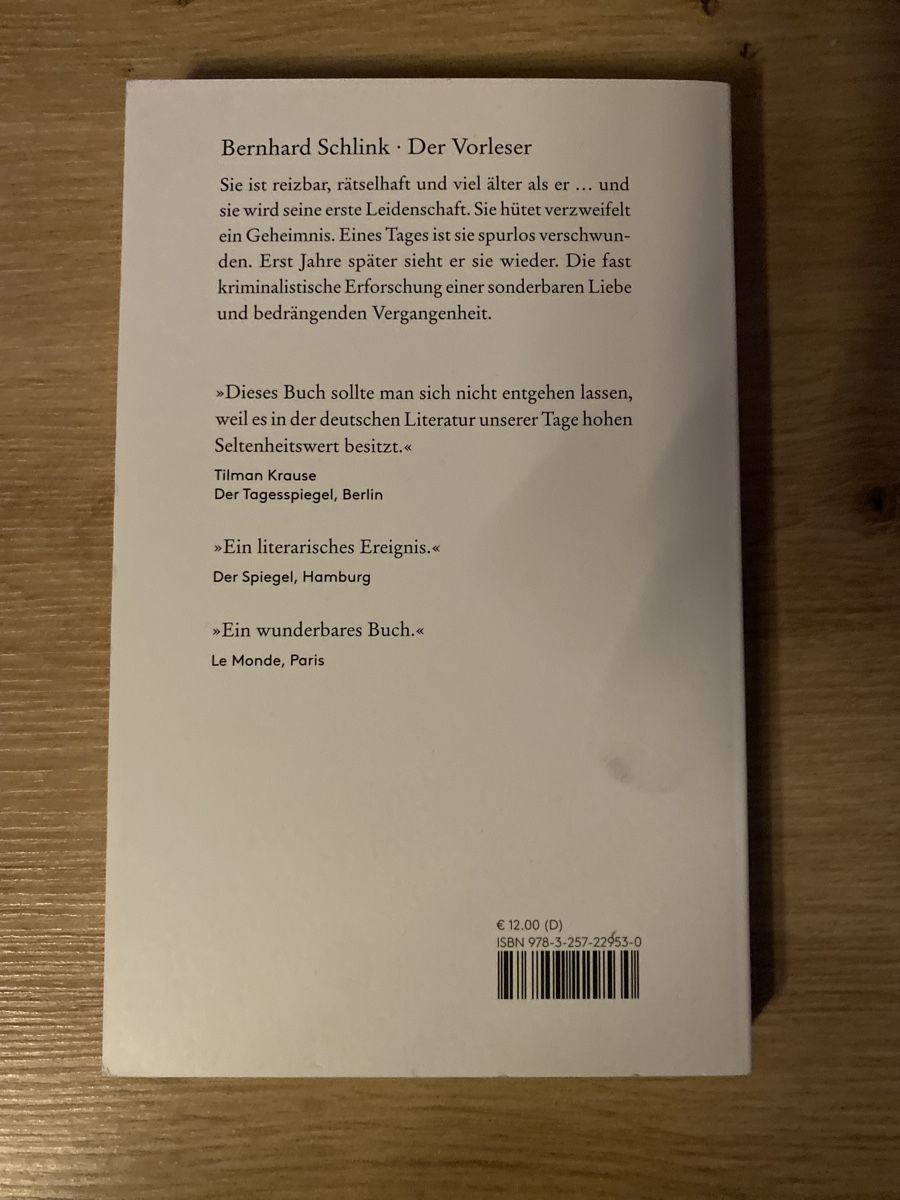 Bücher: Der Vorleser - Bernhard Schlink – Gebraucht aus Jegenstorf von en_pir06 1