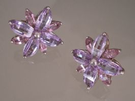 OHrSTECKER 925 MASSIV SILBER MIT VIOLETTE UND ROSA STEINE