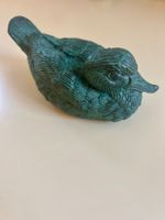 Vintage Deko-Ente aus Bronze in Grün, für Haus oder Garten