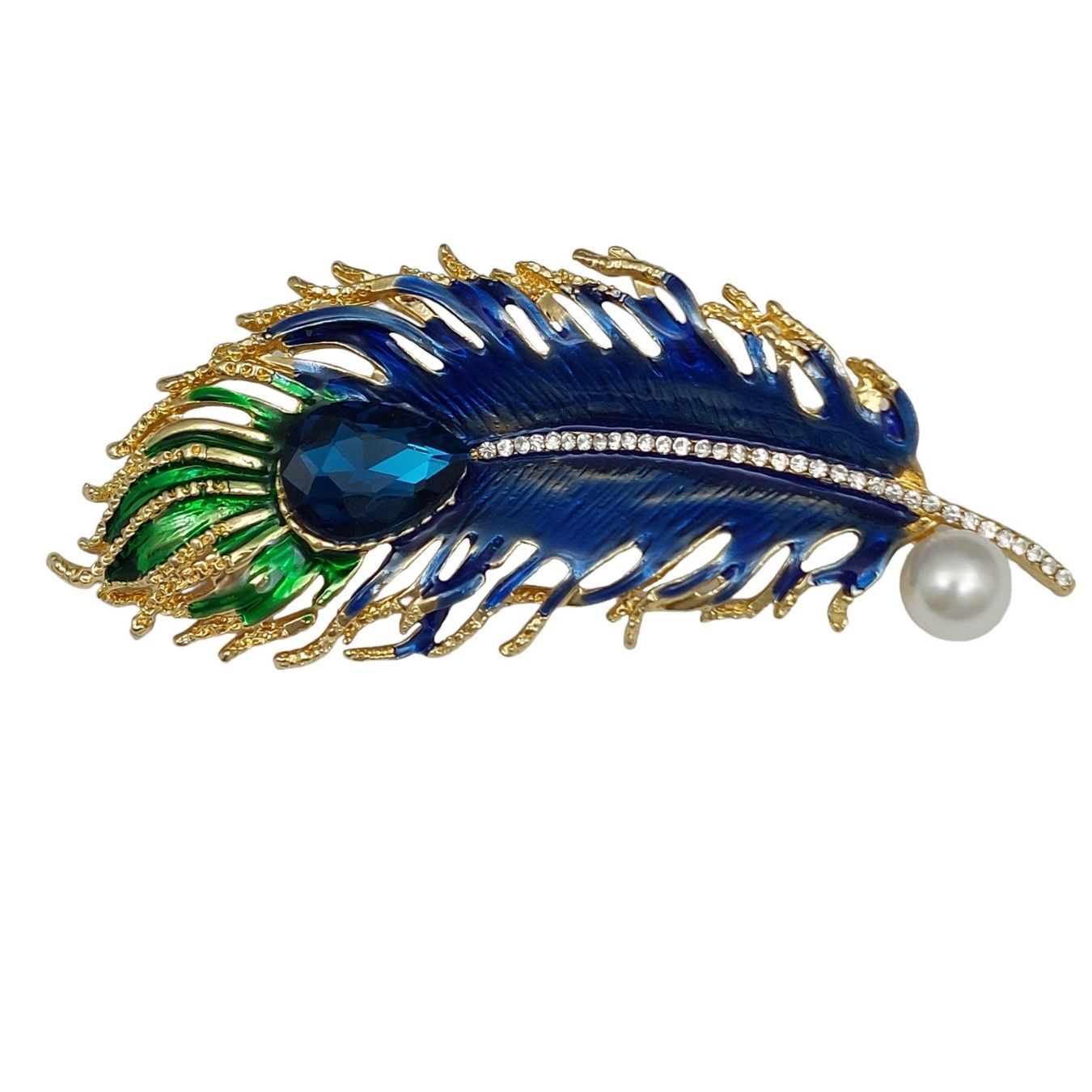 Spille & Fermagli: Brosche Feder Blau – Nuovo e nell'imballaggio originale da Zunzgen venduto da WeilerShop 1