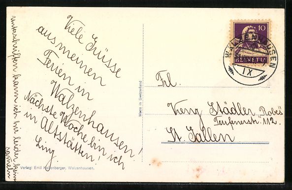 Cartoline postali: AK Walzenhausen, Kloster Grimmenstein – Usato da Berlin venduto da bartko-reher 1