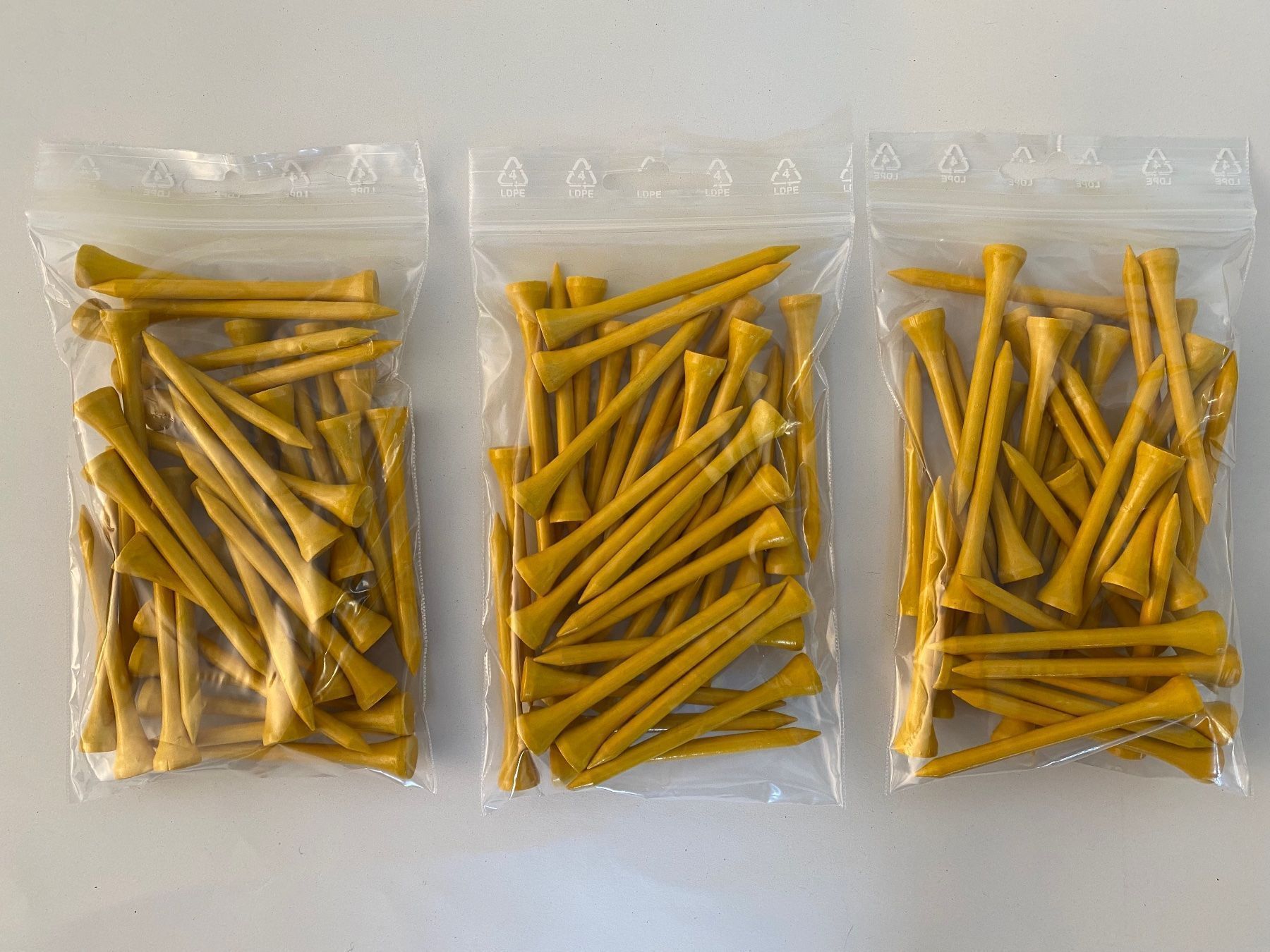 Articoli in legno: 100 Golftees 70mm Holz, gelb – Nuovo (secondo la descrizione) da Bergdietikon venduto da shimano4 1