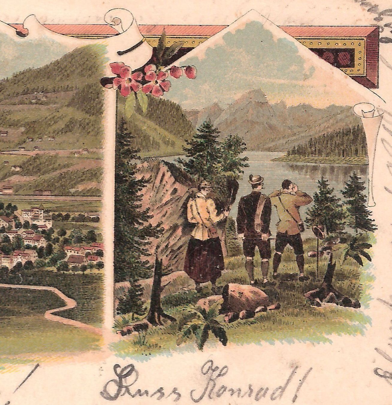 Cartoline postali: 16.7.1901 Glarner Litho 3-Bild "Gruss aus Näfels" – Usato da Zürich venduto da Hagliweg 1