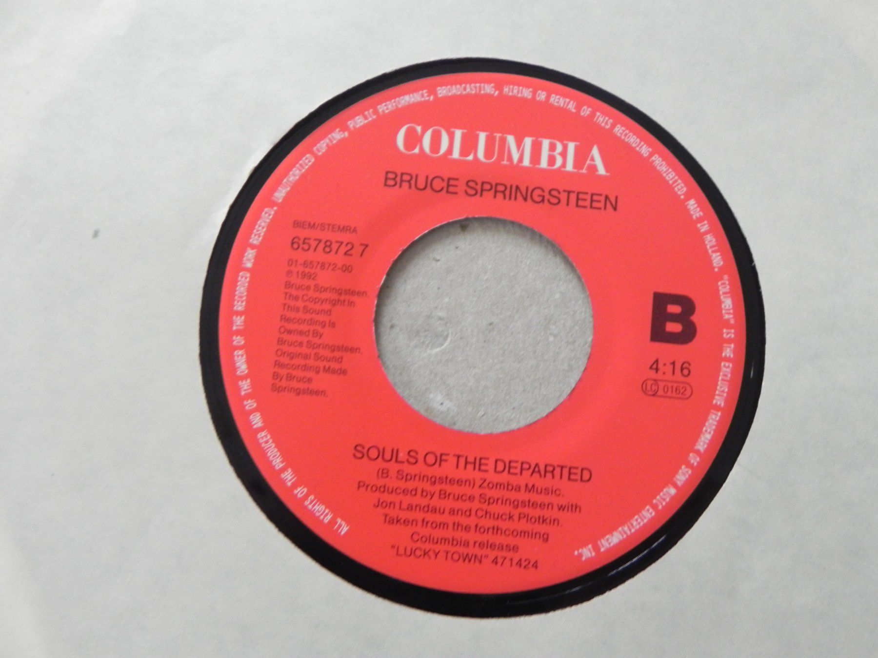Dischi in vinile: Single USA Rock Sänger Bruce Springsteen 1992 Human touch – Usato da Siebnen venduto da krimsie 3