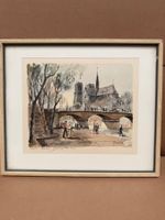Signiertes Aquarell „Paris – Notre-Dame“ – gerahmt – Vintage