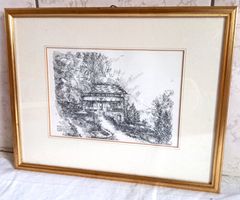 Treib Rütli Litho in Goldrahmen