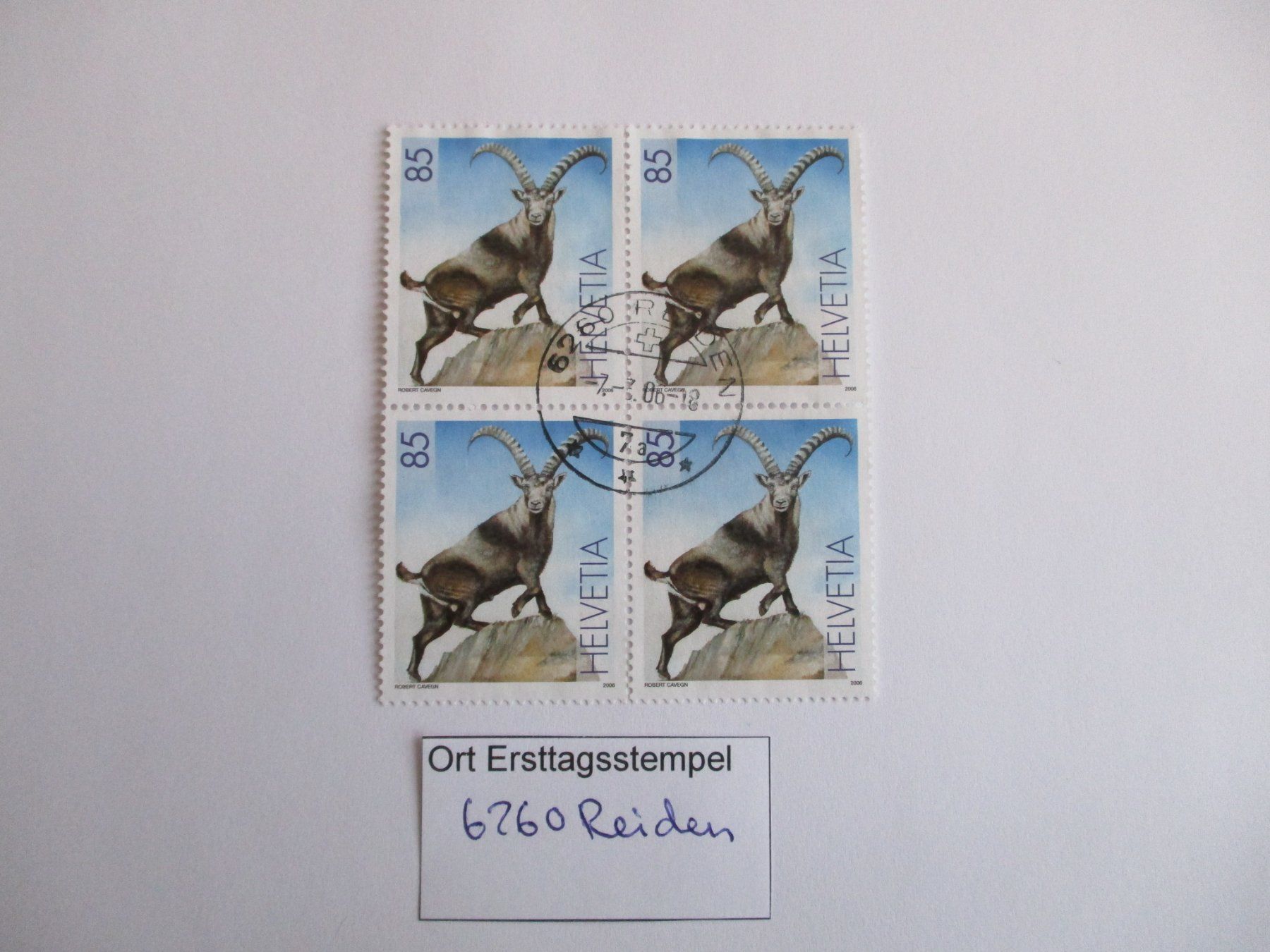 Alle Briefmarken: Viererblock mit Ort Ersttagsstempel 6260 Reiden – Gebraucht aus Langnau b. Reiden von Aktuell88
