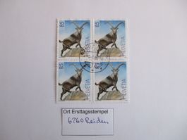 Viererblock mit Ort Ersttagsstempel 6260 Reiden