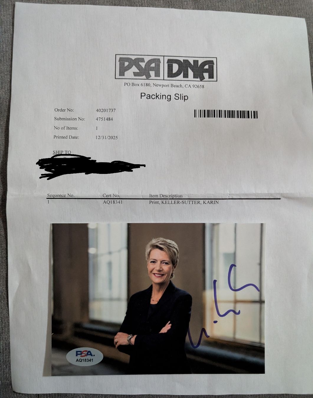 Autographes: Autogramm Karin Keller-Sutter - PSA Zertifiziert – Neuf (Voir description) à Langnau am Albis par MediaRescuerKeLoX