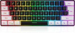 Tragbare Mini-Tastatur Regenbogen-LED 61 Tasten,Weiß-Schwarz