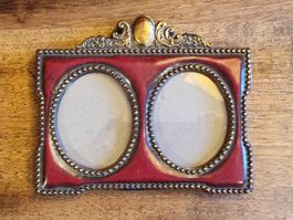 Doppel-Fotorahmen Rot Gold Antik-Stil Barock