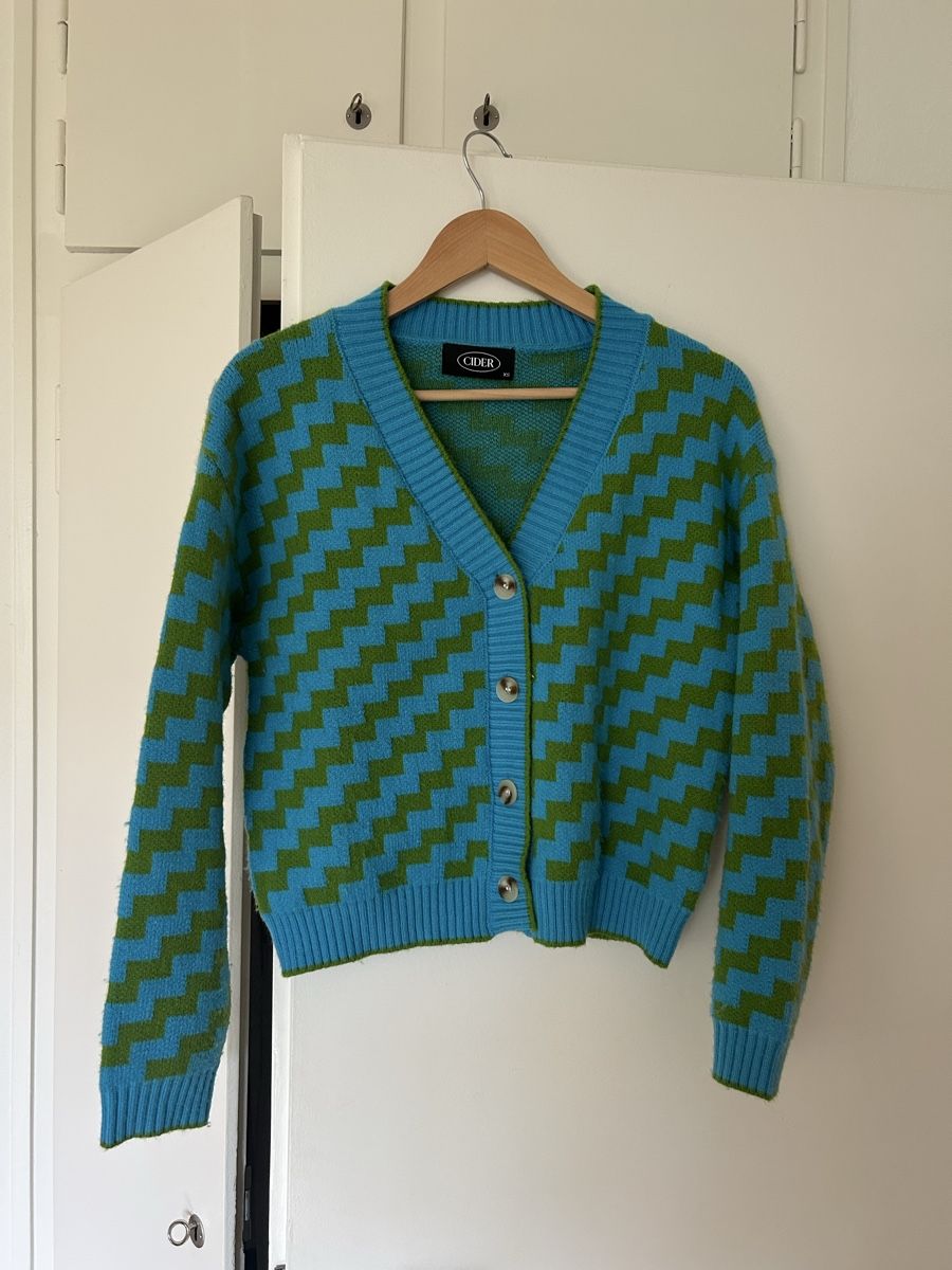 Maglioni & Felpe: Cider blue & green zig zag cardigan – Usato da Zürich venduto da ori_9dcy