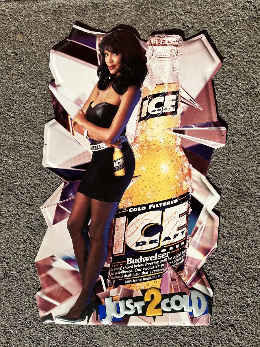 Ecriteaux: Budweiser ice draft pin up bier Werbung Reklame – D'occasion à Reinach AG par rares75