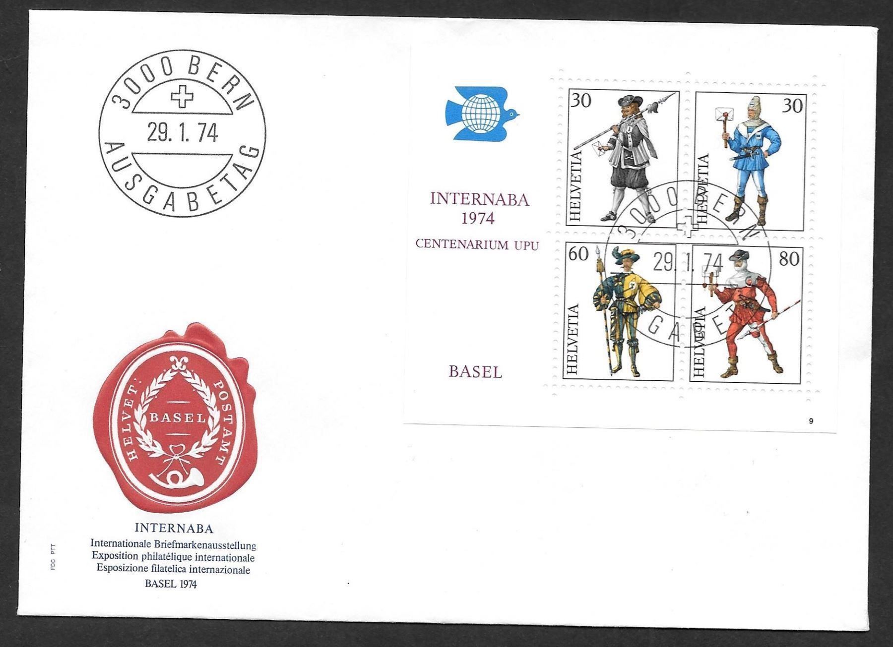 Tutti i francobolli: FDC W50 Internaba-Block Basel ET Bern 29.1.1974 – Nuovo (secondo la descrizione) da Olten venduto da clotaldi