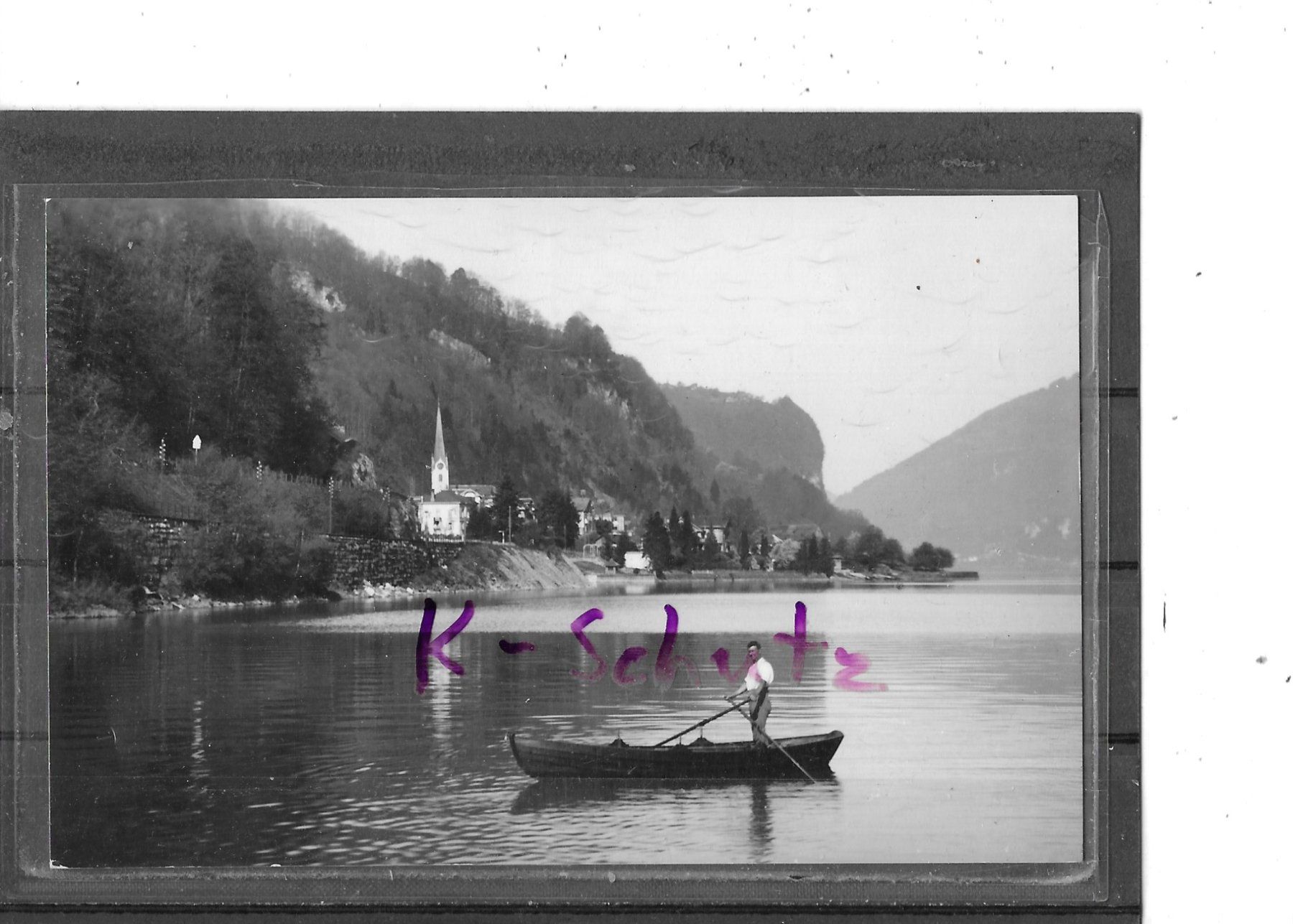Cartoline postali: GL Mühlehorn am Walensee mit Ruderboot – Usato da Schocherswil venduto da Wilare