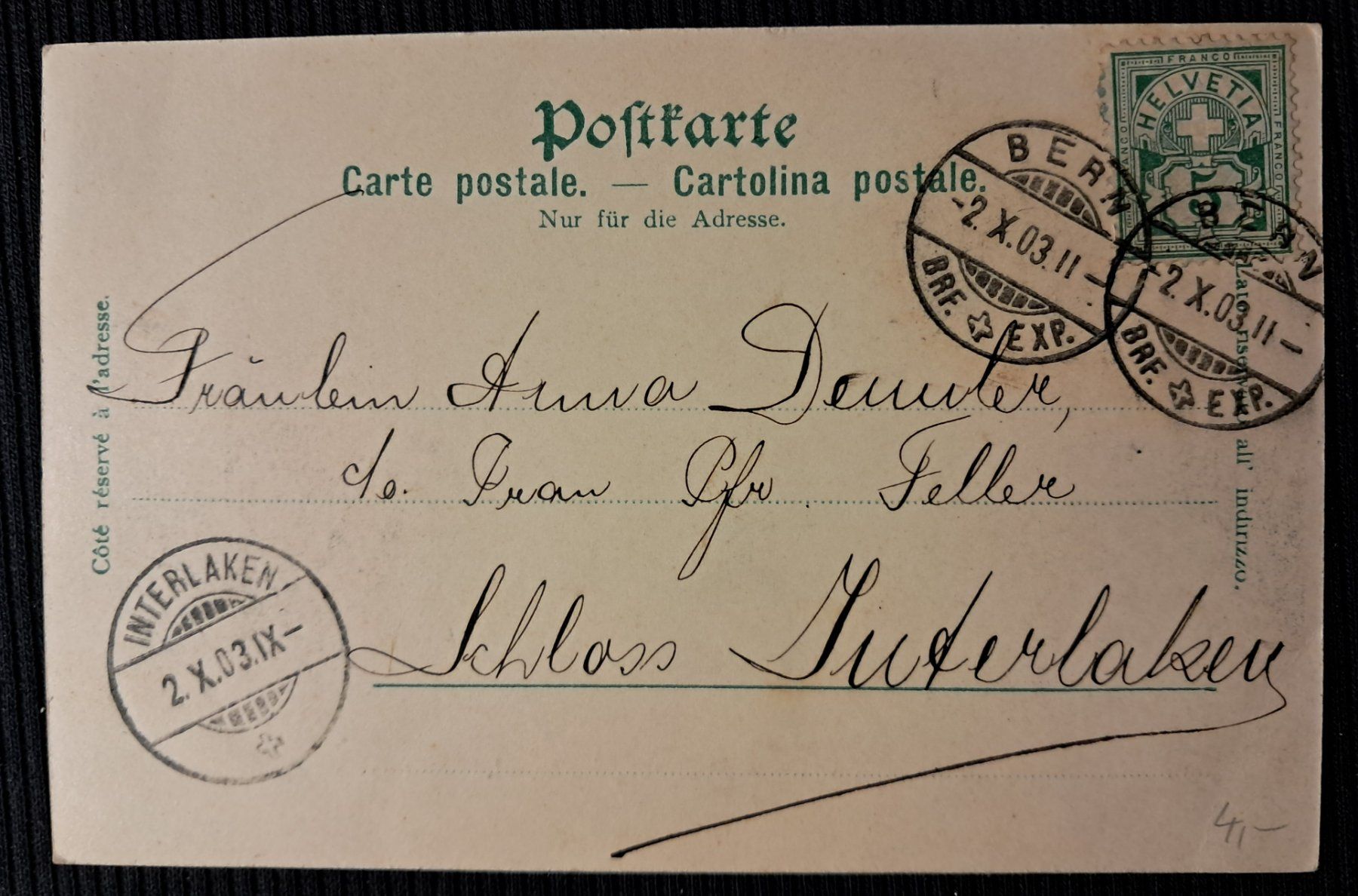Cartoline postali: AK BERN 1903 – Usato da Ponto Valentino venduto da giorgia06 1