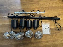 GLOBO Pendelleuchte 4-flammig E27 Rauchglas Schwarz