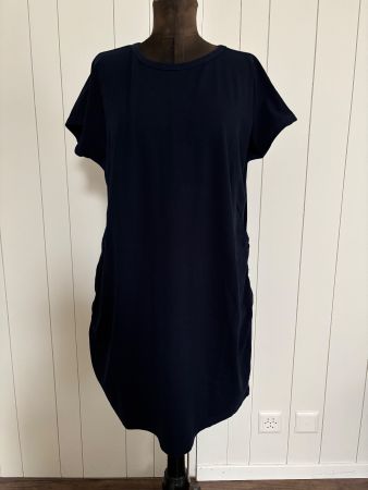 T-Shirt lang Kleid Tunika dunkelblau -  ca. M