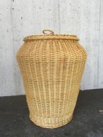 Wäschekorb aus Rattan mit Deckel gross handgefertigt