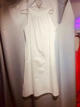 *SALE* Klassisches Leinenkleid mit Spitzen-Applikation