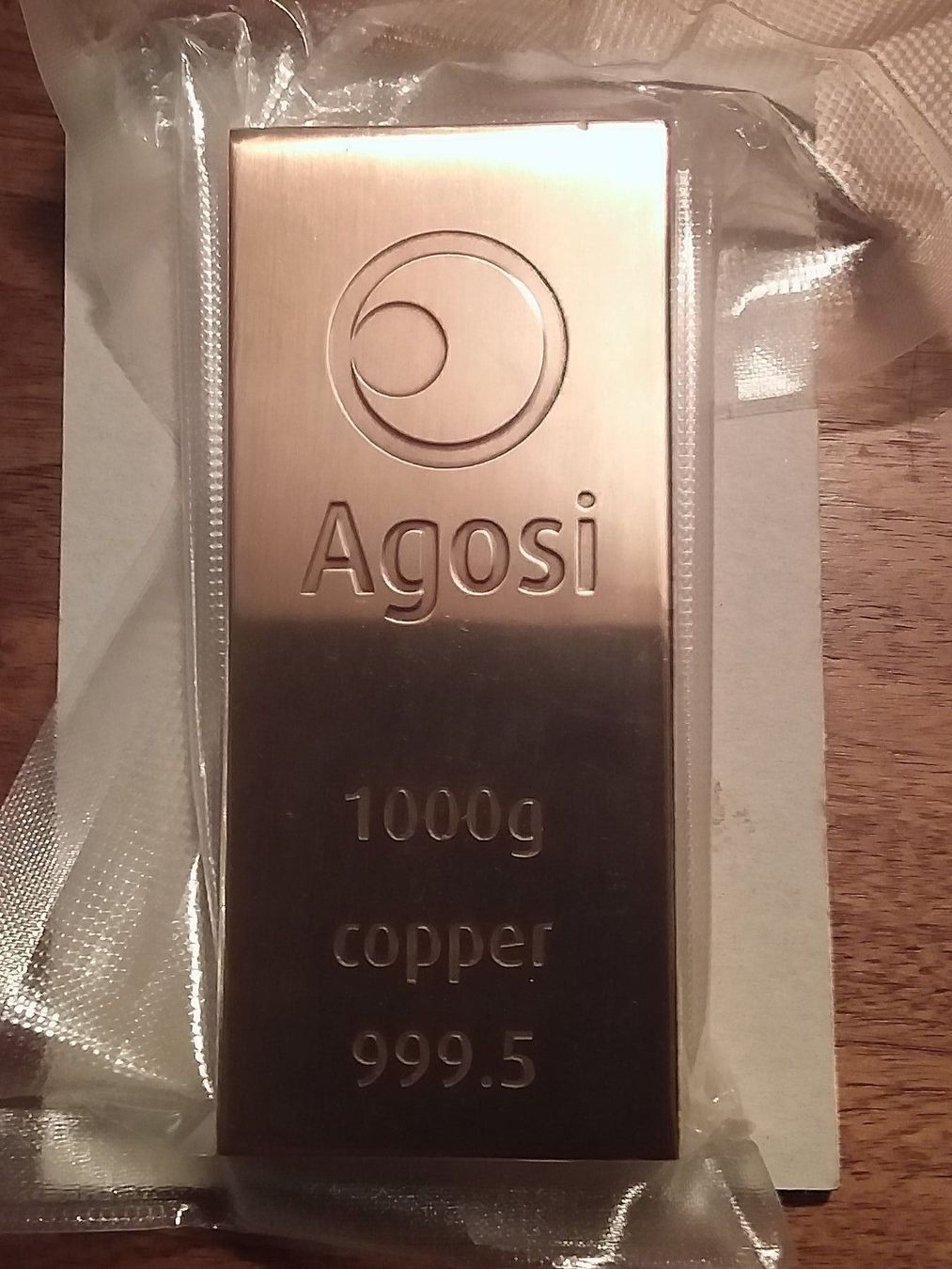 Metalli preziosi: Kupferbarren 1 Kg. – Nuovo e nell'imballaggio originale da Schwyz venduto da Trofana