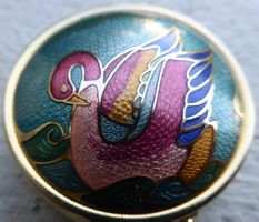 EINZIGARTIGE-CLOISONNÉ -DOSE--VOGEL -MOTIV;--GOLDIGEM RAHMEN