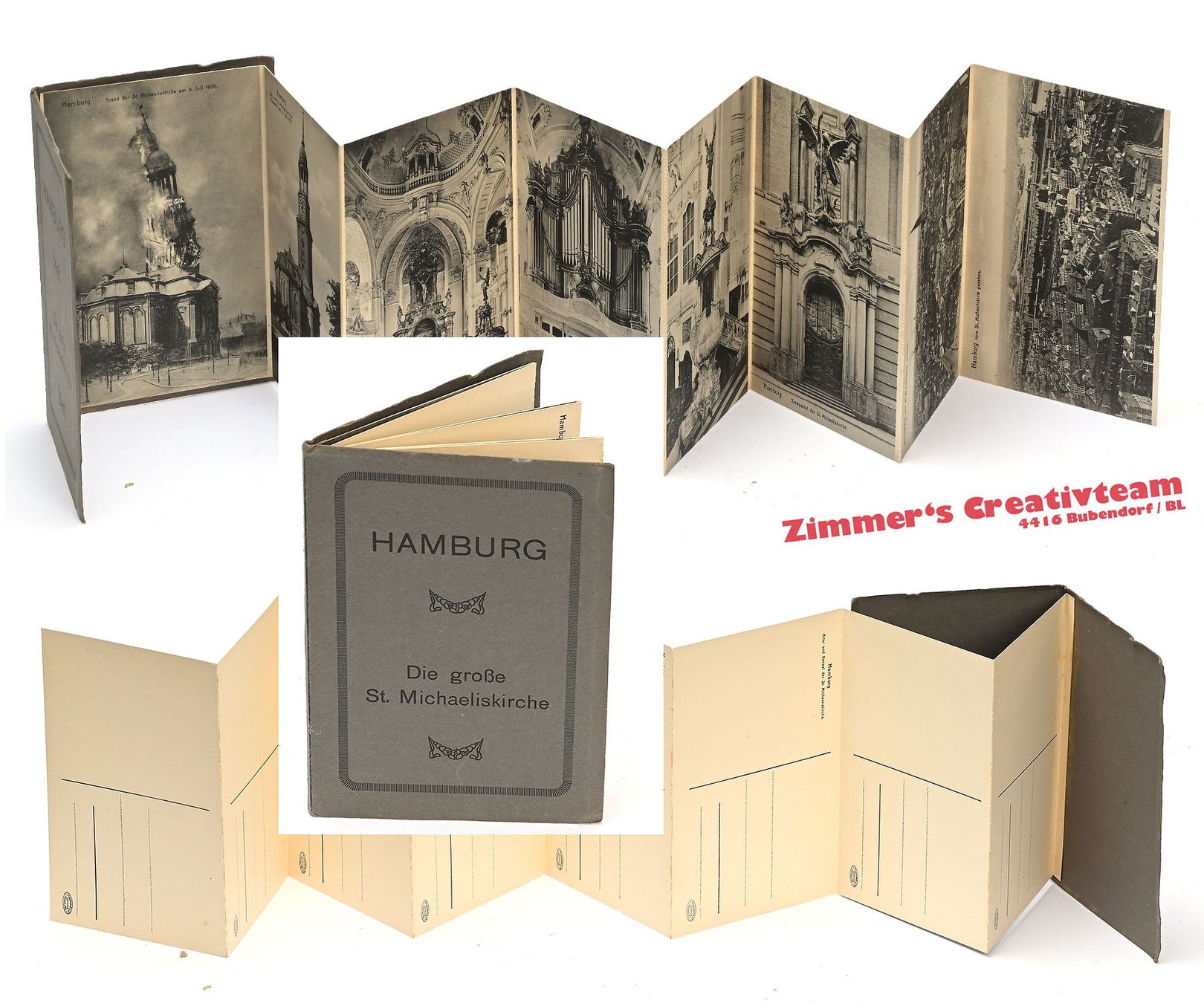 Cartes postales: Postgarten Leporello HAMBURG St. Michaelis Kirche – D'occasion à Bubendorf par zimmers_creativteam