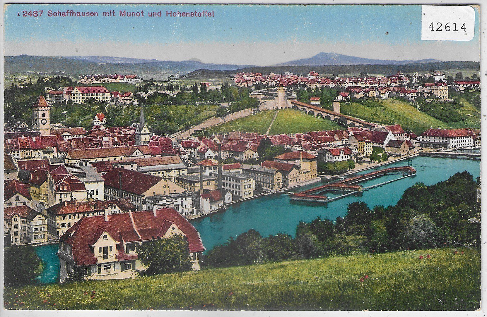 Cartoline postali: Schaffhausen mit Munot und Hohenstoffel - Litho – Usato da Ettingen venduto da Kartenplanet