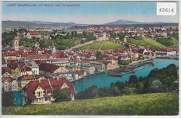 Schaffhausen mit Munot und Hohenstoffel - Litho