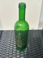 Grüne Glasflasche, Deko, bemalt, Top Zustand, Frühling!