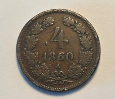 antike Münze 4 KREUZER 1860 KK Österreichische Scheidemünze